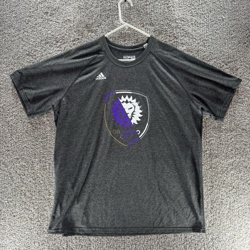 Orlando City Shirt Mens 2XL XXL Adidas MLS Soccer Gray Short Sleeve Ultimate Tee
